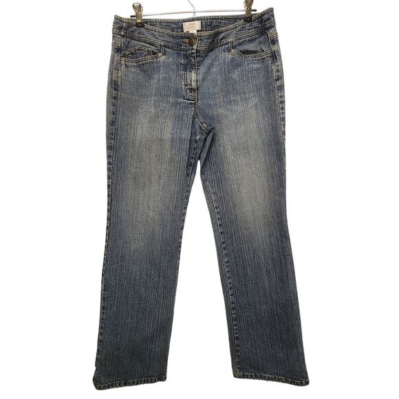 Ann Taylor LOFT Wide Leg Boot Leg Rodeo Jeans Buckle Hem, Size 8 - Picture 2 of 11